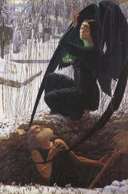Carlos Schwabe The Grave-Digger's Death (mk19) Norge oil painting art